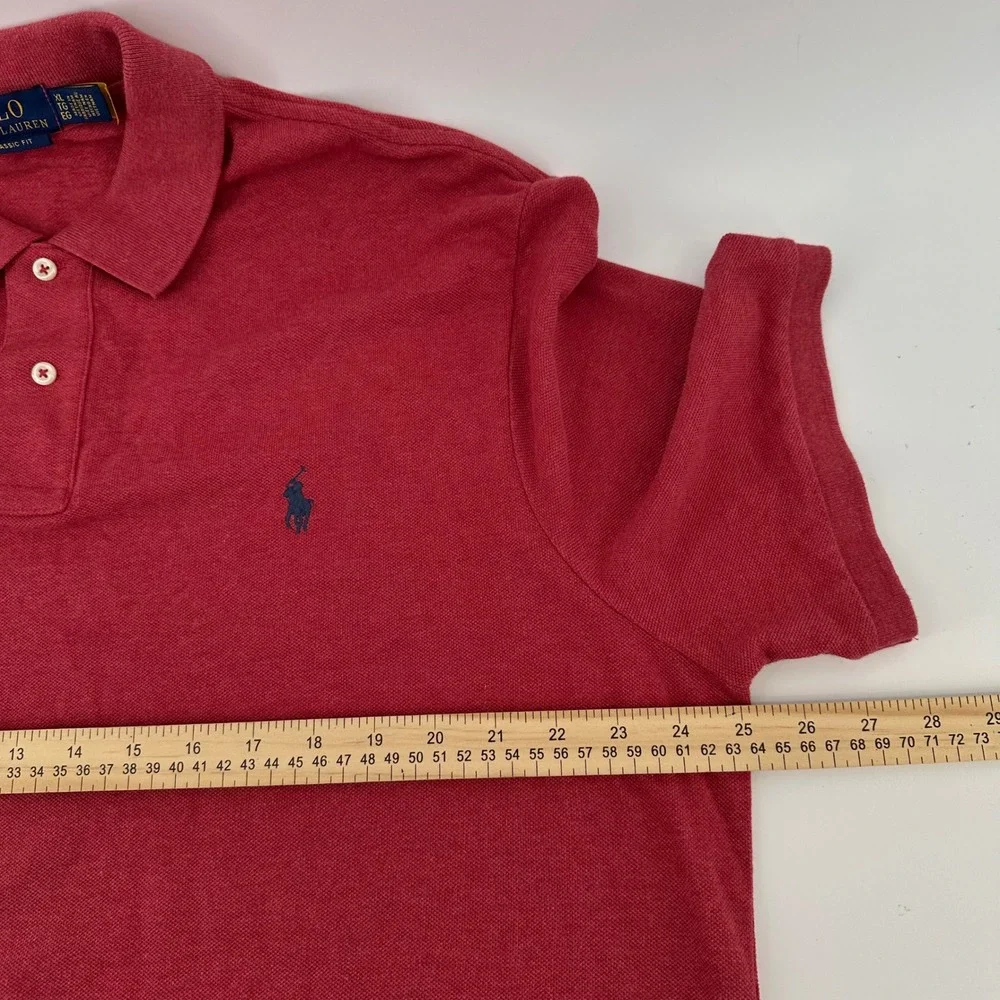 Polo Ralph Lauren Mens XL Classic Fit Heathered Red Cotton Pique Polo Shirt